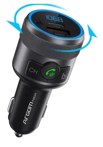 Sin marca ADAPTADOR ARGOM BLUETOOTH PARA CARRO / USB-QC 3.0 KIT (ARG-AC-0343BK)