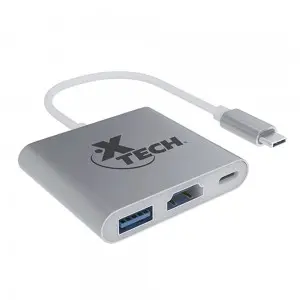 Sin marca ADAPTADOR XTECH MULTIPUERTOS USB-C 3-EN-1 SILVER (XTC-565)