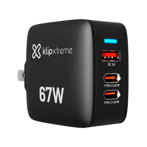 Sin marca ADAPTADOR KLIPX WALL CHARGER 67W USB-C PD/USB-A QC BLACK (KMC-500)