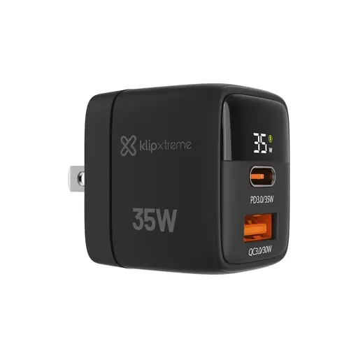 Sin marca ADAPTADOR KLIPX WALL CHARGER 35W USB-C PD/USB-A QC BLACK (KMC-250)