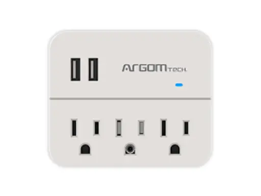 Sin marca ADAPTADOR ARGOM 3 OUTLET/2 PORT USB (ARG-AC-0266WT)